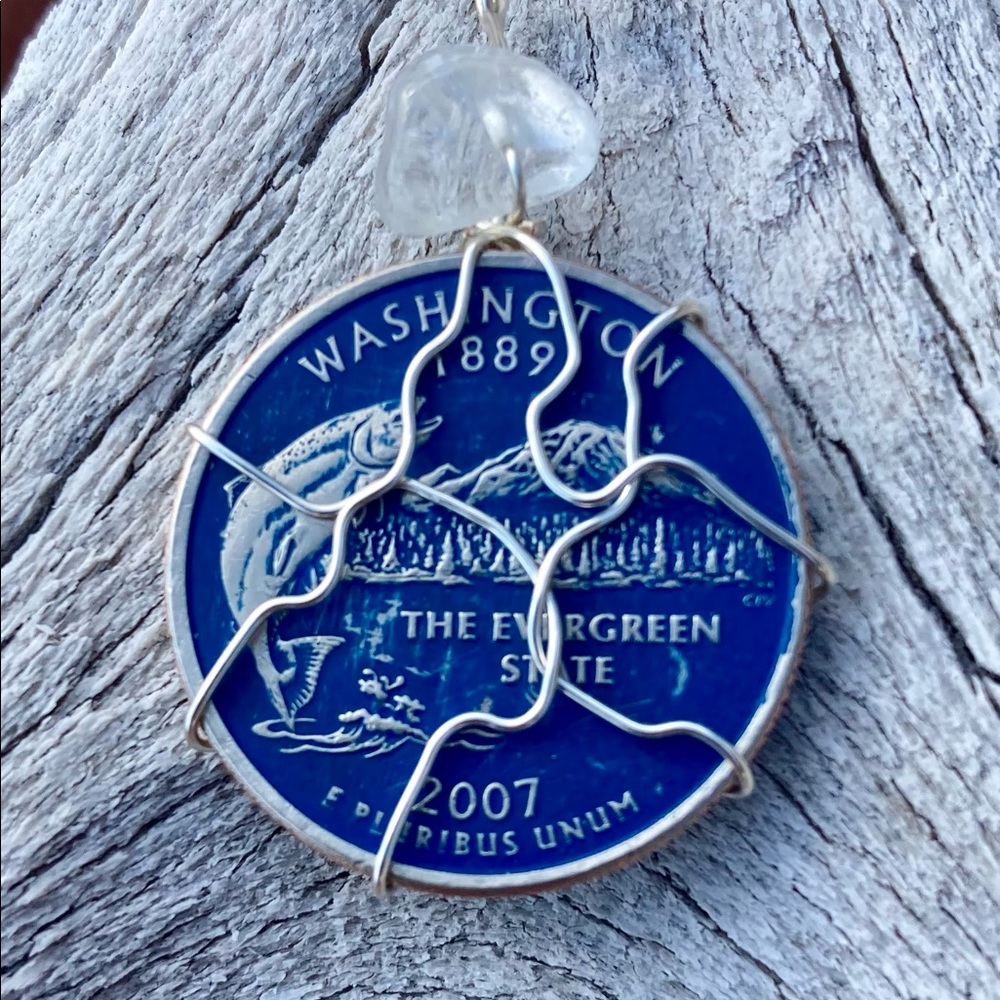 Washington State Quarter Pendant Necklace Crystal Quartz